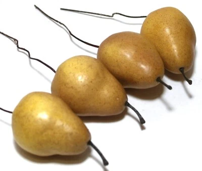 Juego de 4 selecciones de peras de frutas artificiales amarillo verde 3" Foto 1 de 3