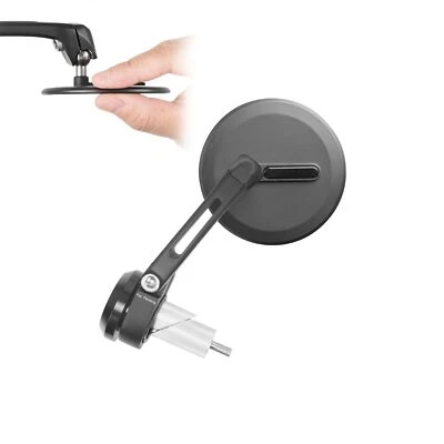 Bar end mirrors slim OJO round round black hollow bar ID 14-24mm fits Honda - Image 1 of 4