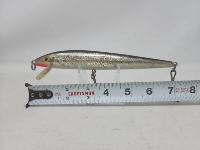 Vintage REBEL Minnow SALTWATER FISHING LURE DIVER MINNOW  7.5" SILVER - Image 1 of 4