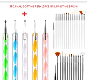 Set 20 Pezzi Strumenti Disegno Penna Gel Nail Art Pittura Smalto Pennello Punzonatura Disegno - Foto 1 di 11