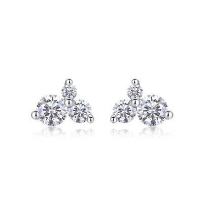 4MM Round Cut GRA Moissanite Stud Earrings 925 Sterling Silver GRA Passes Tester - Image 1 of 4