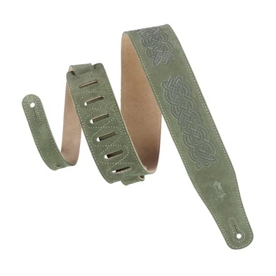 Correa de guitarra Levy's MS26CK celta de gamuza en relieve de 2,5", verde Foto 1 de 4