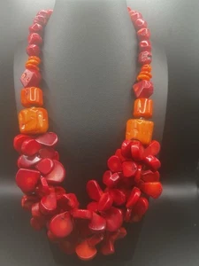 BARSE Coral Sterling Silver Statement Necklace - Picture 1 of 8