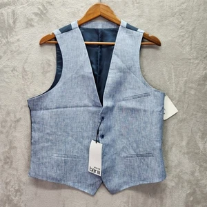 Bar III Suit Vest Mens Small Blue Linen Slim Fit Formal Wedding Party $115 New - Picture 1 of 8
