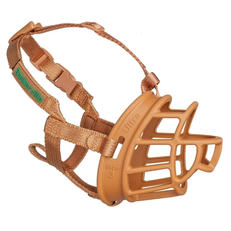 BASKERVILLE ULTRA MUZZLE - Diseño humano patentado, transpirable, tamaño de pantalón lata para perro Foto 1 de 4