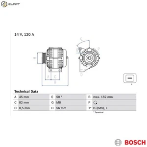 ALTERNATOR 0 986 041 150 FOR VOLVO S80/I S60 XC70/CROSS/COUNTRY/SUV V70/Mk/II - Picture 1 of 10