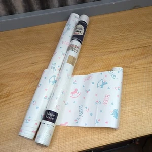 Vtg Magic Cover Shelf Drawer Liner Baby Theme 1 Full 1 Partial Roll 3ydx18” NOS - Picture 1 of 8