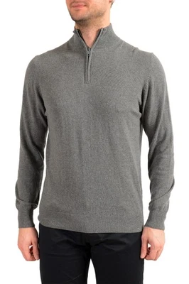 Pierre Balmain Men's Gray Wool Cashmere 1/3 Zip Pullover Sweater - Image 1 of 4