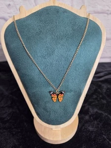 Gold Tone Butterfly Pendant Necklace Make a Wish Jewelry Gift 18” Chain - Picture 1 of 6