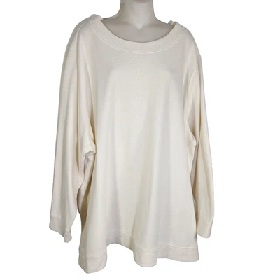 Denim Co Comfort Zone Cepillado Waffle Tejido Cuello Redondo Sudadera Marfil 5X A453564 Foto 1 de 4