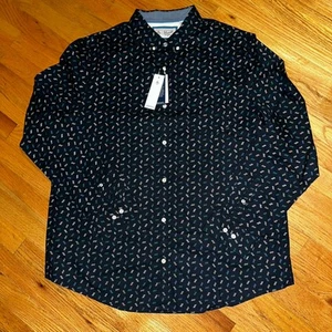 Original Penguin Button Down Shirt Mens XXL Navy Multi Geometric Print NWT $89 - Picture 1 of 9