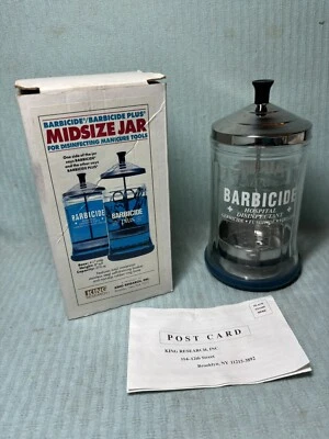 NUEVO BARBICIDA Barber tarro de vidrio mediano 21 oz NUEVO EN CAJA DE FÁBRICA Foto 1 de 2