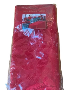 Weihnachten Servietten Jahreszeiten 4er Set Rot Damast Weihnachtsstern Muster Urlaub - Bild 1 von 4