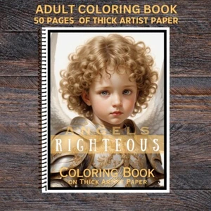 Angels - Spiral Bound Adult Coloring Book - Thick Artist Paper - 50 pages - #04 - Picture 1 of 3