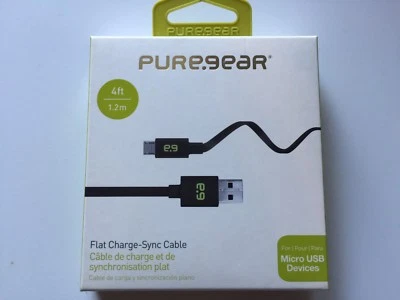 Pure Gear Flat Round Charge Sync Cable for MICRO USB Devices   48" 4FT 1.2M New - Image 1 of 3