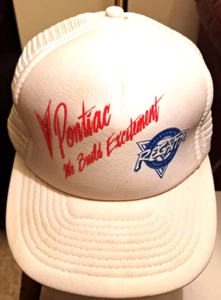 Vintage White PONTIAC WE BUILD EXCITEMENT Trucker Hat Cap Mesh 3 Rivers Regatta - Picture 1 of 6