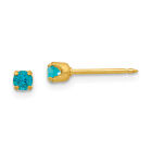 Solid Inverness 24k Plated December Blue Crystal Birthstone Earrings - 3mm
