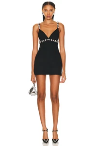retrofete Polly Dress Black & Silver Mini Embellished M NWT $698 - Picture 1 of 4