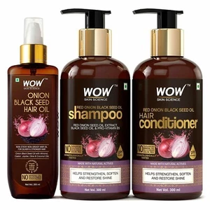 WOW Skin Science Onion Oil Hair Care Kit Shampoo Conditioner Hair Oil Cold Presd - Picture 1 of 9