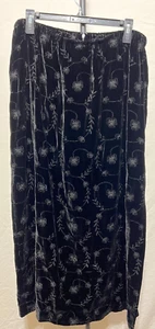 Women Black Velour Embroidered Skirt 2X Rayon Silk New NWT Finity Naturals Vtg - Picture 1 of 9