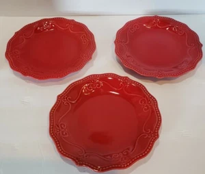 Pioneer Woman Red Paige Salad Bread Dessert Plates 7" Lot Of 3 - Picture 1 of 11