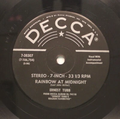Ernest Tubb - 45 - Rainbow At Midnight / I'Ll Always Be Glad To Take You Back - Image 1 of 2