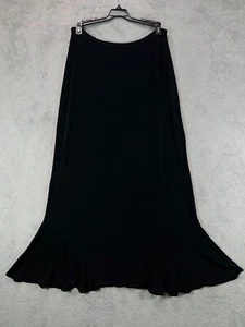 Choices Damen kleiner schwarzer Slinky Maxirock 90er Vintage Pull On Ripp Volantsaum - Bild 1 von 9