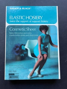 VINTAGE BAUER & BLACK ELASTIC HOSIERY ABOVE KNEE FULL FOOT NIB HIDE VEINS - Bild 1 von 9