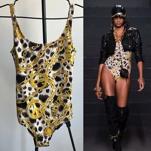 Moschino x H&M Printed Chains Swimsuit Bodysuit Size 34 - Picture 1 of 15