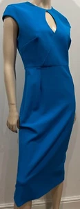 ROLAND MOURET Bright Blue Cap Sleeve Exposed Zipper Pencil Dress - UK 12 - Picture 1 of 10
