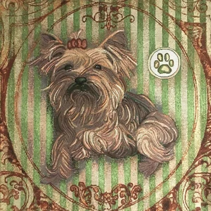 Gobelin Tapisserie Tapestry Paneel Textilbid Basteln Stoff Hund Terrier 50x50 cm - Bild 1 von 5