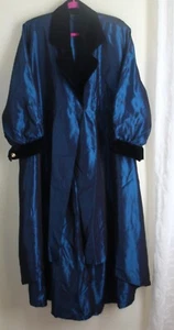 Estate NO TAGS Sz XL 1X DRAMA Sapphire Taffeta Velvet Art-Wear Dress Coat Duster - Picture 1 of 9