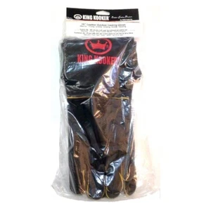 King Kooker 19" Flame Retardant Leather Outdoor Cooking Gloves - Black (2019GB) - Picture 1 of 12