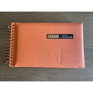 Vintage Buffalo Photo Album Orange Cover with Front Plaque MCM Retro Unused - Picture 1 of 12