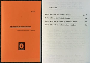 A Checklist of FREDRIC BROWN Ultramarine reference SCI-FI fantasy mystery occult - Picture 1 of 4