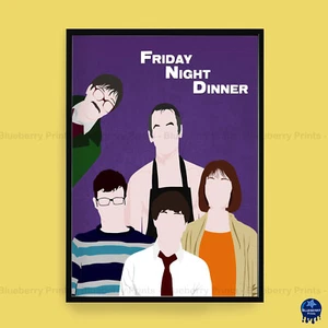 FRIDAY NIGHT DINNER Comedy Characters Minimalist Art Poster Print (3 Sizes) - Picture 1 of 6