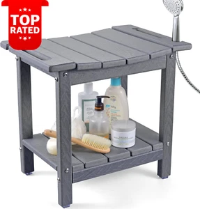 Shower Stool, 18.5 Inch HDPE Waterproof Shower Chair, Bathroom Shower Seat with - Picture 1 of 12