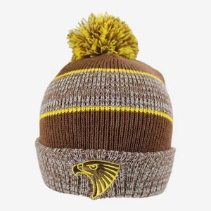 650936 HAWTHORN HAWKS AFL TEAM BLITZ BEANIE WINTER HAT WITH REMOVEABLE POM POM - Bild 1 von 1