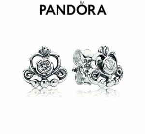 New 100% Genuine Authentic Pandora Silver My Princess Tiara Studs 290540CZ Rare! - Picture 1 of 5