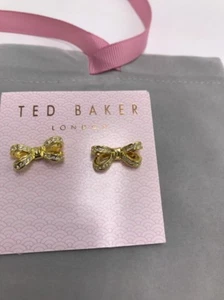 65 $ Ted Baker goldfarbene Mini opulente Pave Schleife Ohrstecker M101 - Bild 1 von 6