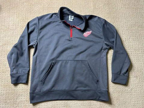 NHL Detroit Red Wings Gray Quarter Zip Pullover Size XL Tactical Style Sweater Cover