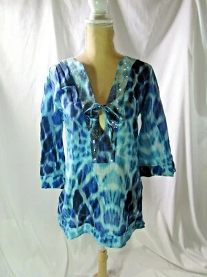 Hermanny Silk Blend Sequin Tunic Size S - Image 1 of 4