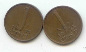 NETHERLANDS 1955 1953 1c 1 Cent NEDERLANDEN HOLLAND DUTCH Juliana Koningin - Picture 1 of 2