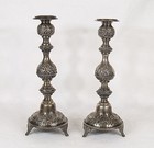 Antique Russian 84 Silver Sabbath Candlesticks