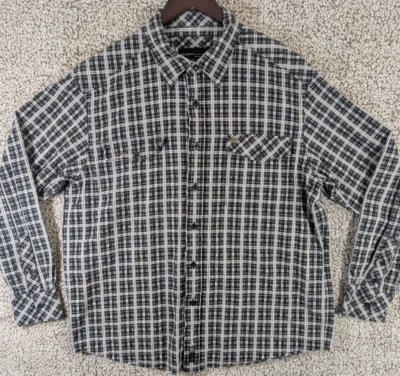 Rocawear Button Up Shirt Men's XL Black and White Long Sleeve Seersucker - Image 1 of 4