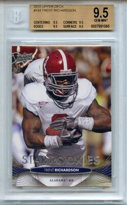 2012 Upper Deck Star Rookies #144 Trent Richardson RC BGS 9.5 Alabama Gem Mint - Image 1 of 2
