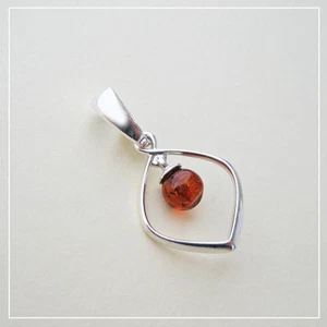 Pendentif ambre véritable baltique argent 925 sterling PE126 - Picture 1 of 2