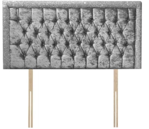 Luxury Glitter Bumper Bar Crushed Velvet Chesterfield Headboard, All Sizes - Picture 1 of 11