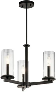 Kichler Crosby 13.75" 3-Light Clear Glass Convertible Chandelier Olde Bronze - Picture 1 of 2