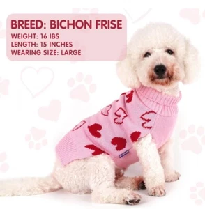 Valentine'S Day Dog Sweaters for Large Dogs Turtleneck Pink Doggie Sweater - Picture 1 of 9
